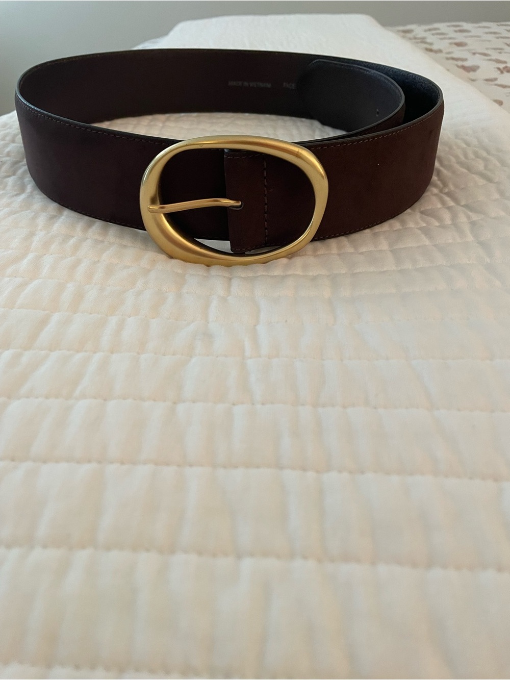 Banana Republic Dark Brown Leather Belt with Gold Oval Buckle